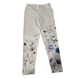 Victoria Sport 7/8 Leggings White Floral Victoria's Secret Workout Tights Medium